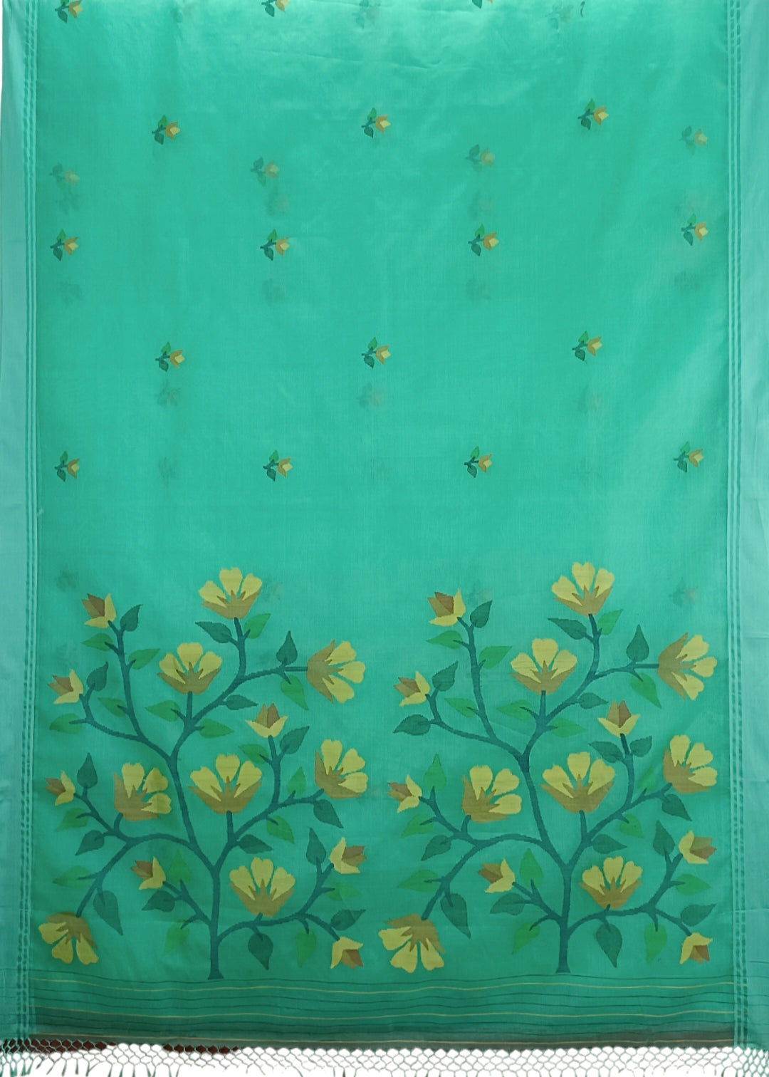 Sea-Green Soft Handloom Handwoven Jamdani Saree