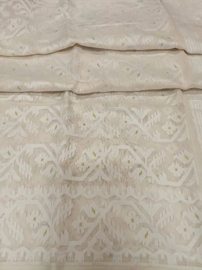 White Soft Handloom Jacquard Weave Dhakai Jamdani Saree