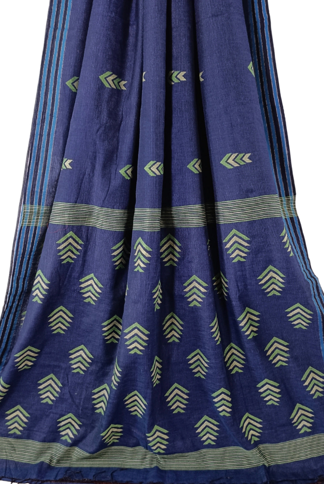 Navy Blue Handloom Handwoven Tussar Silk Saree