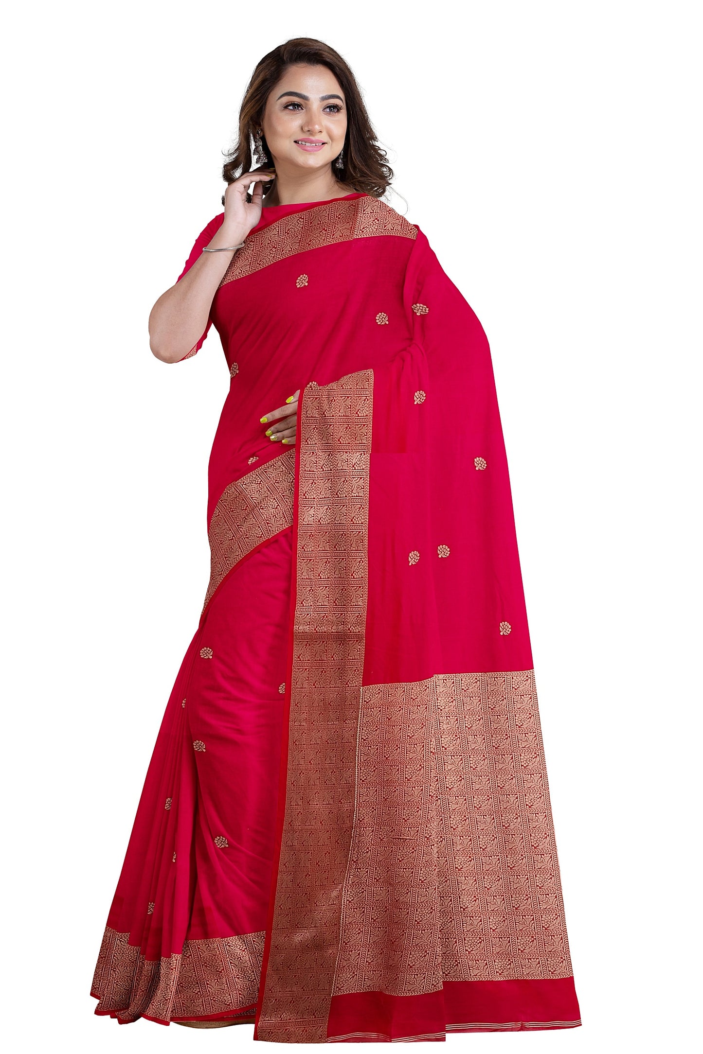 Red Superior Quality Handloom Banarasi Cotton Saree