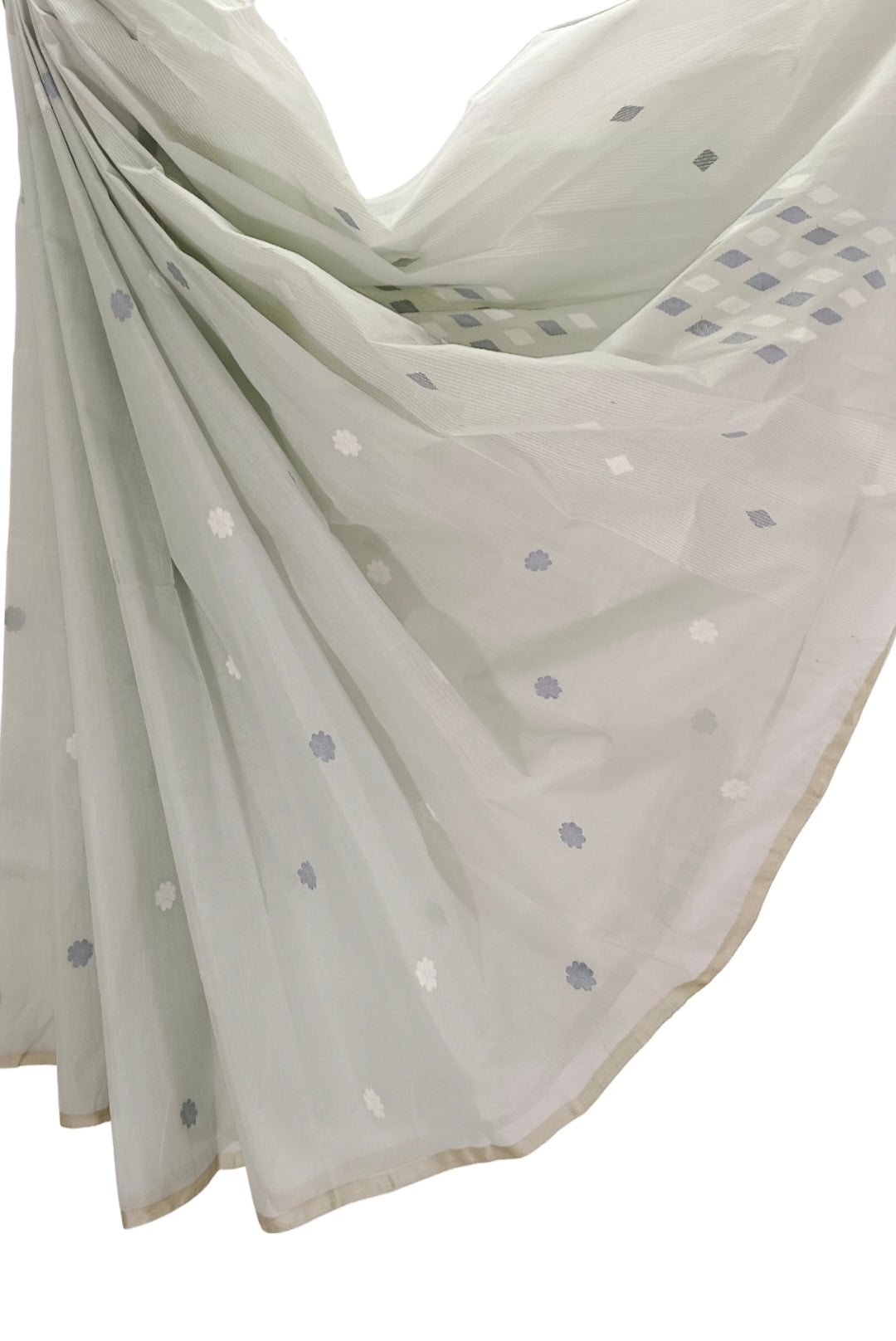 Pastel Grey handloom handwoven Cotton Jamdani Saree