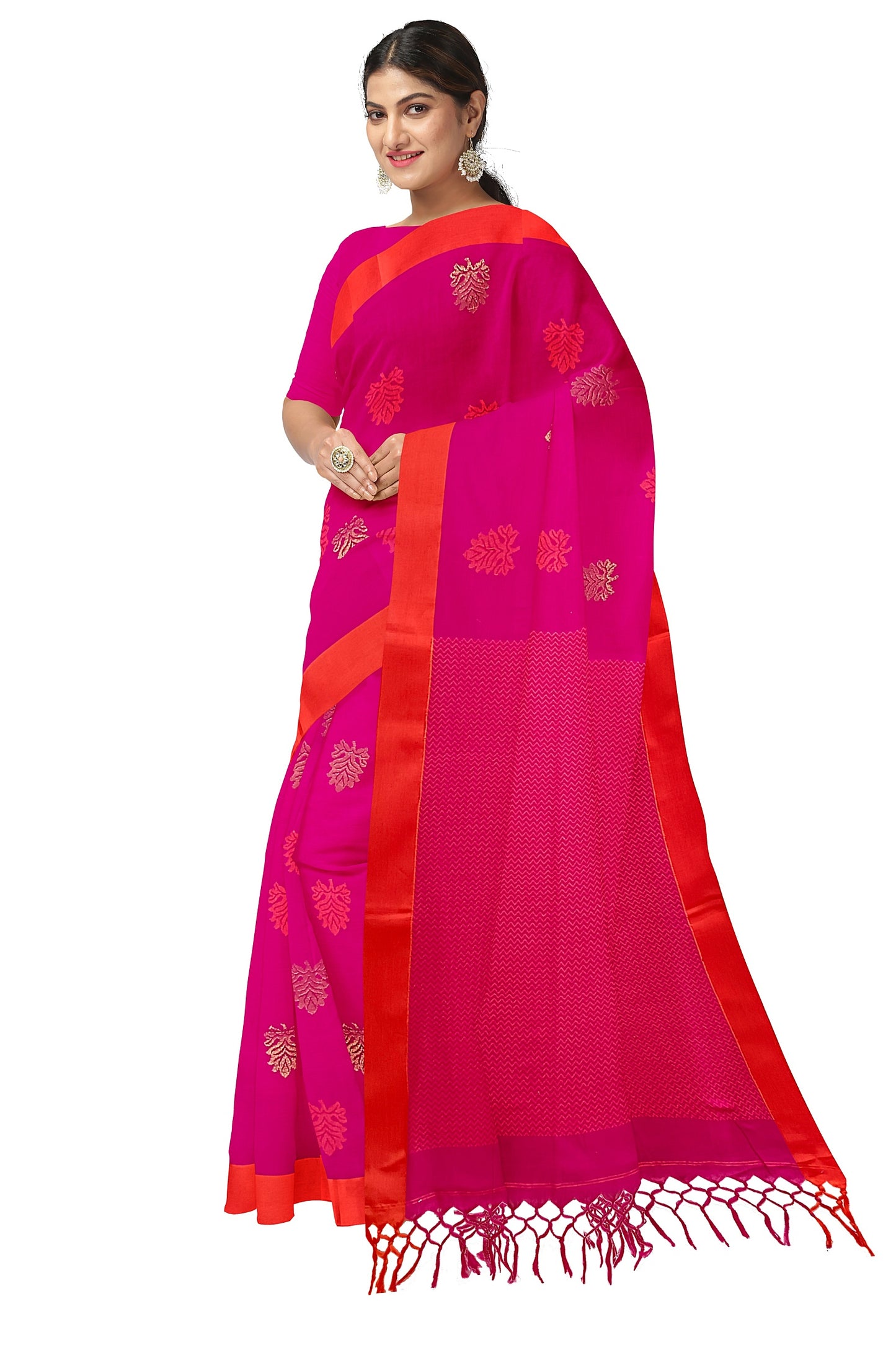 Purple & Orange Soft Handloom Premium Cotton Saree