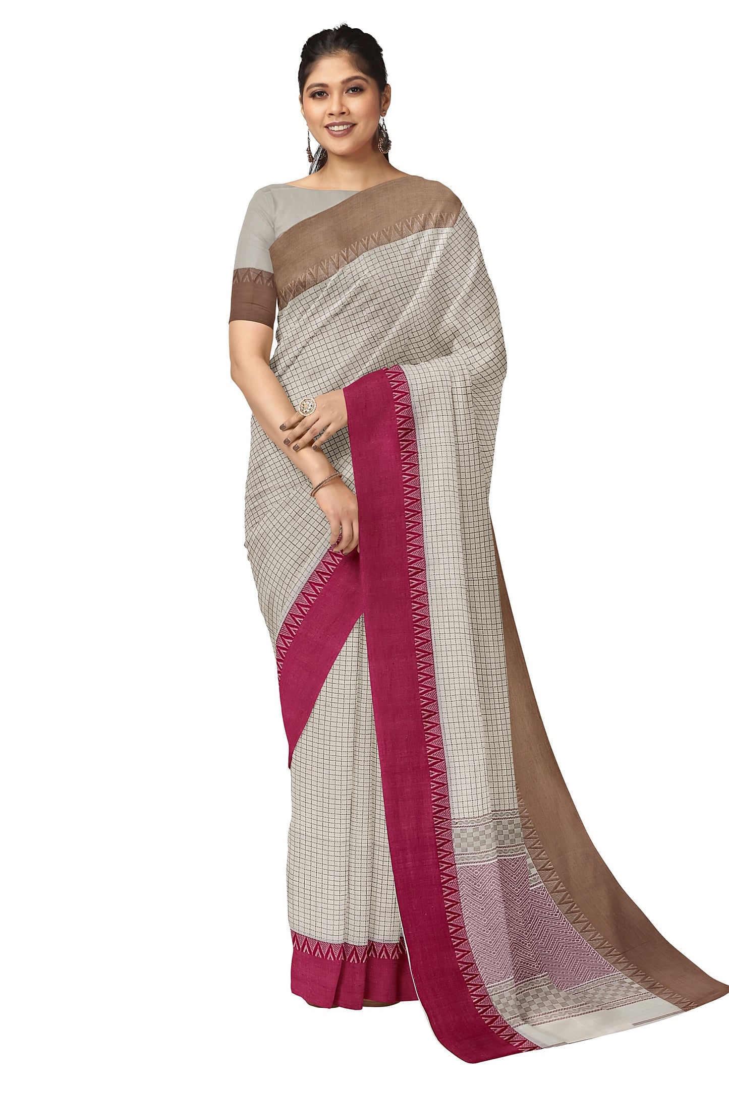 off-white Bengal Handloom Soft Cotton Saree